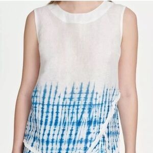 Asymmetrical White and Blue Tank Top